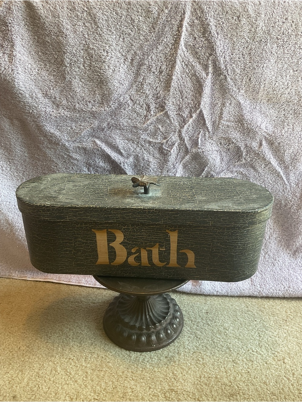 Rustic Green Bath Storage Box with Lid
